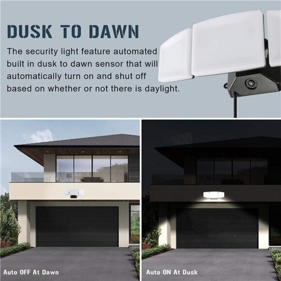 LED Security Light,35W Plug in Flood Light Outdoor, 3 Heads Wall Light - Picture 2 of 7